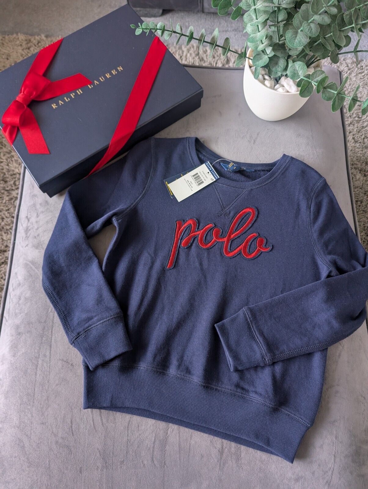 New Gorgeous Ralph Lauren Polo Embroidery Navy Red Girls Jumper Gift Age 8-10yr