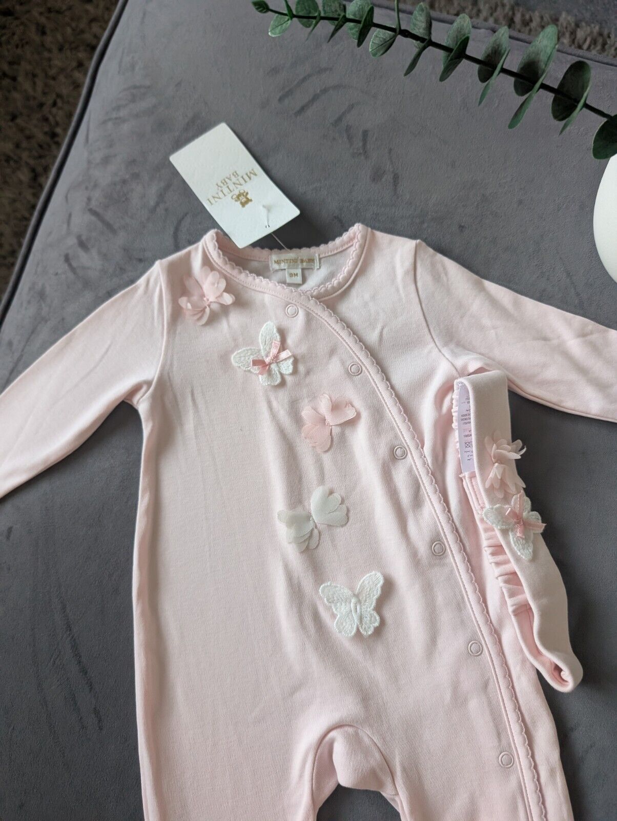 New Beautiful Butterfly Mintini Baby Girl Sleep suit Age 3m Pink Baby Girl Gift