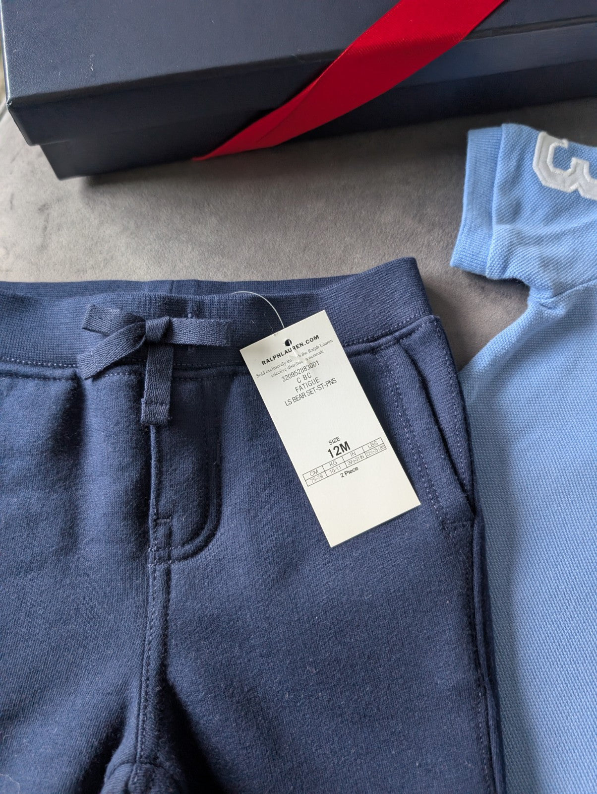 New Ralph Lauren baby boys Navy Blue Polo Jogger Set Tracksuit 12m Smart Casual