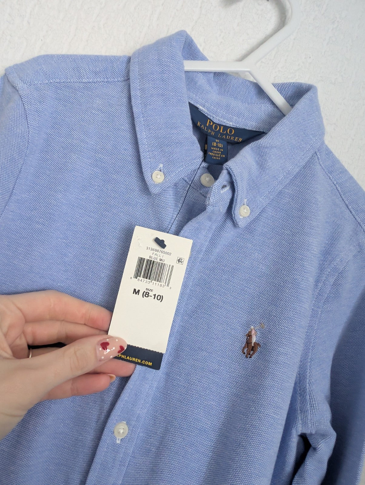 New Ralph Lauren Blue Embroided Logo Smart Formal Cotton Oxford Shirtdress 8yr