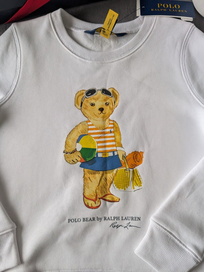 New stunning girls Ralph Lauren beach bear jumper sweatshirt white age 6