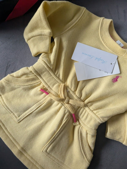 New Ralph Lauren baby Girls Yellow Sweater Jumper Dress Spring 0-3m Gift