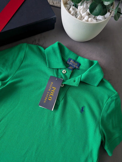 New Ralph Lauren Boys Green Plain Polo T Shirt Age 4yr Smart Gift Casual Logo