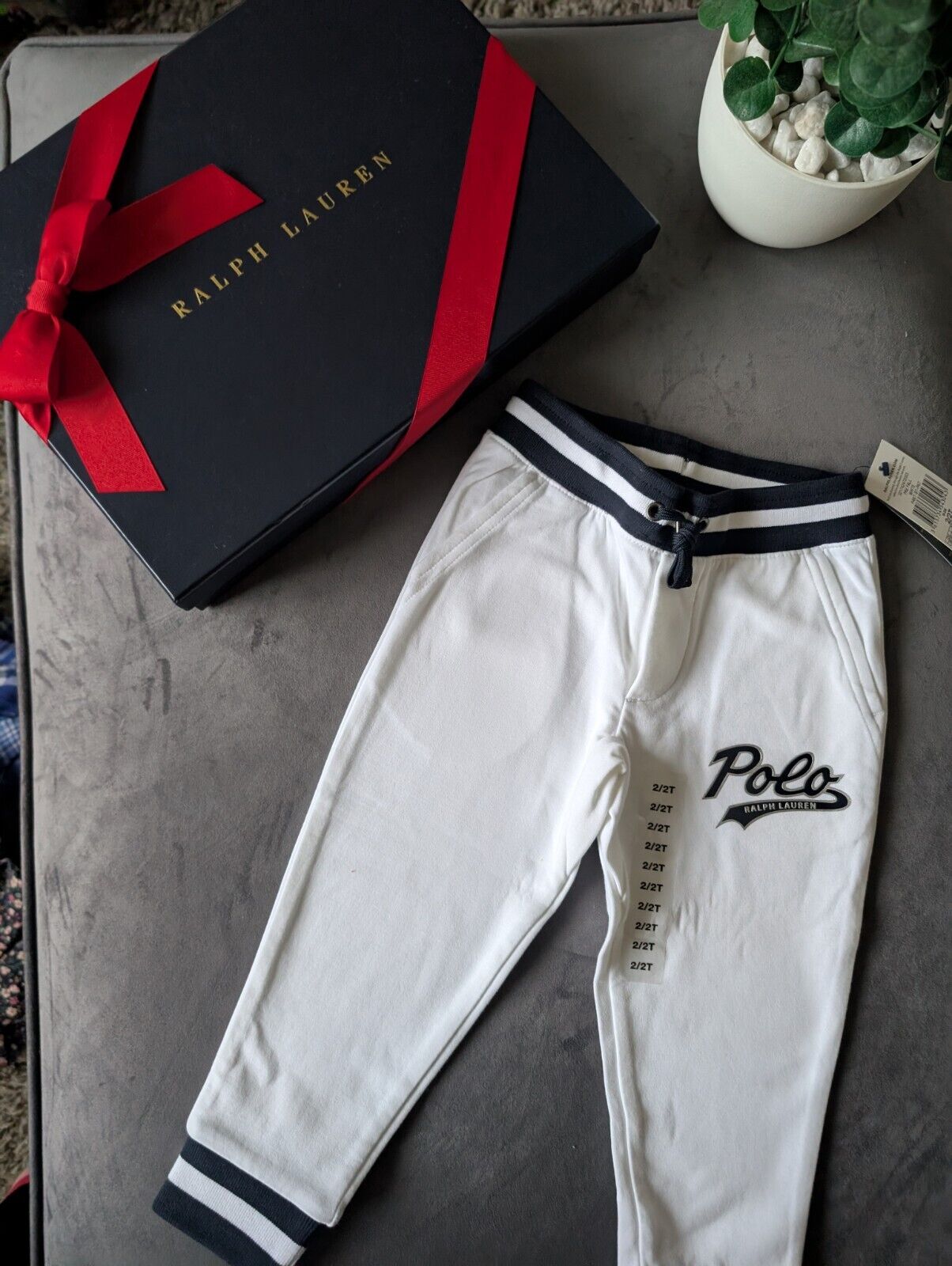 New Ralph Lauren Boys White Logo Jogging Bottoms Age 2 Smart Gift RRP £54 Smart