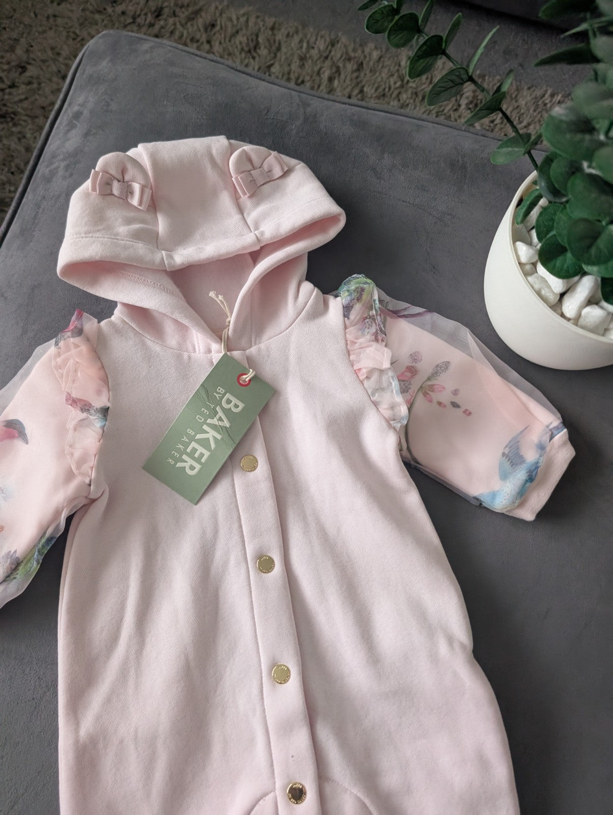 New Ted Baker Baby Girl Frill Floral Knit Pramsuit Babygrow Spring Newborn Gift