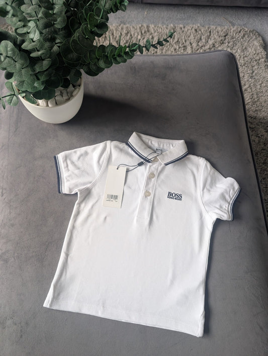 New Hugo Boss Baby Boy Smart White Polo T Shirt Age 12-18m Occasion Gift RRP £55