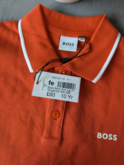 New Hugo boss boys Smart polo shirt top t shirt Gift Tangerine Orange 10yr £60