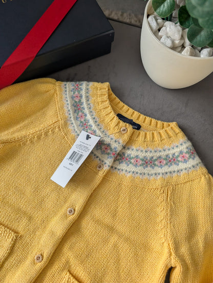 New Girls Ralph Lauren Stunning Spring Cardigan Patterned Floral Yellow 5-6yr