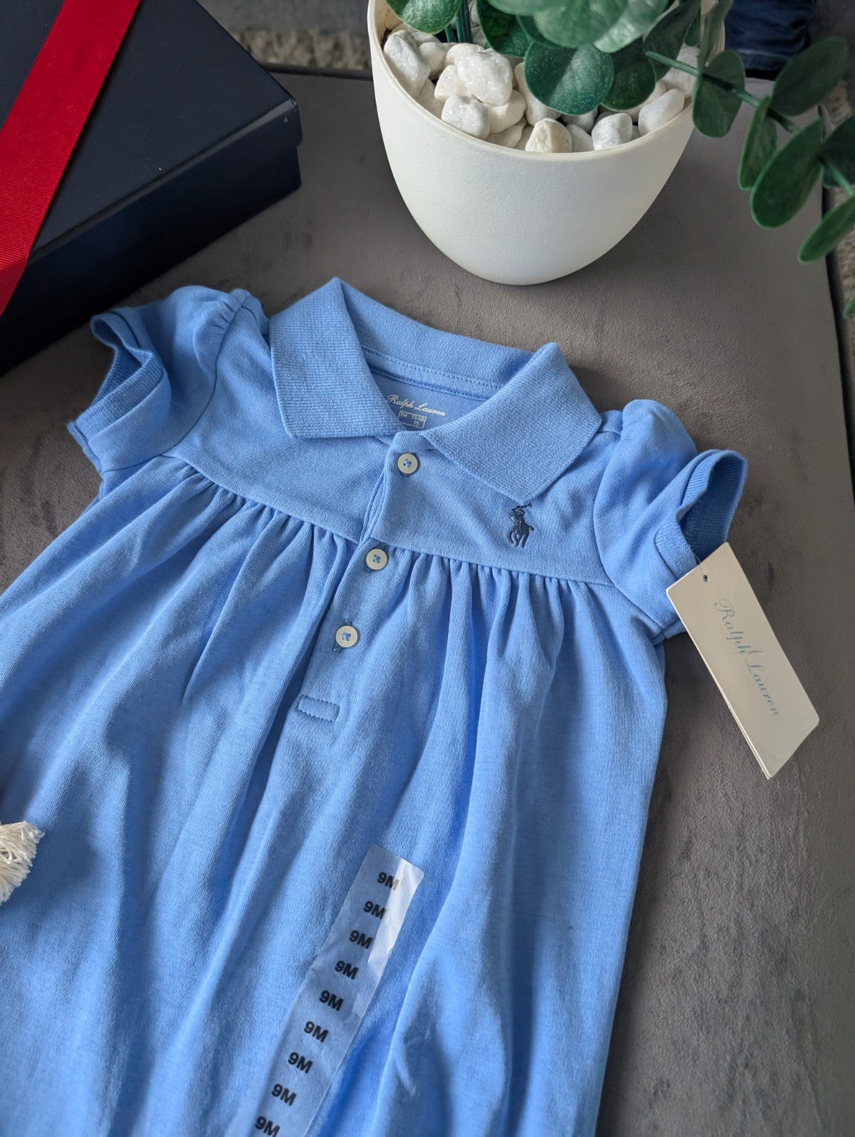 New Ralph Lauren Shortall Unisex Blue Bubble All In One Summer Blue Pony 6-9m