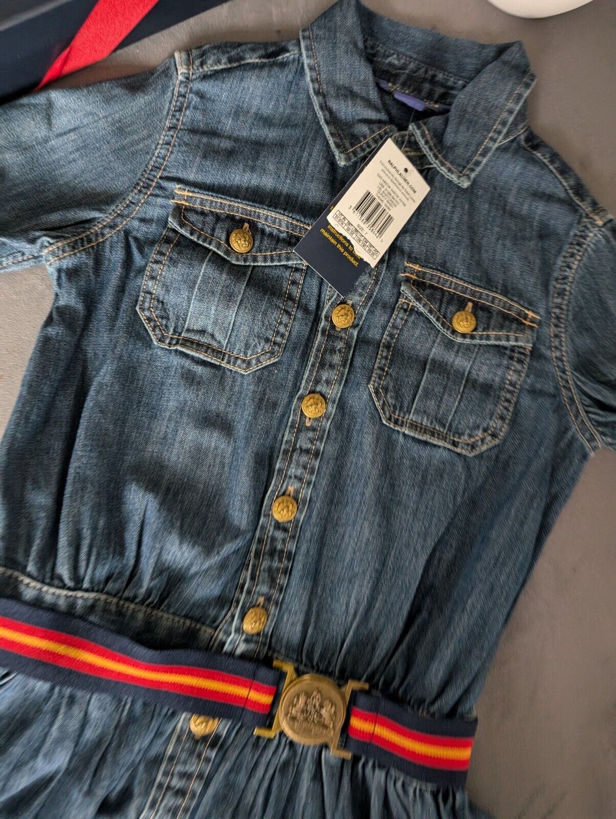 New Ralph Lauren girls denim style shirt dress belted occasion 7 Yrs occasion smart gift