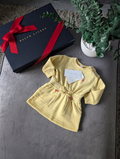 New Ralph Lauren baby Girls Yellow Sweater Jumper Dress Spring 0-3m Gift