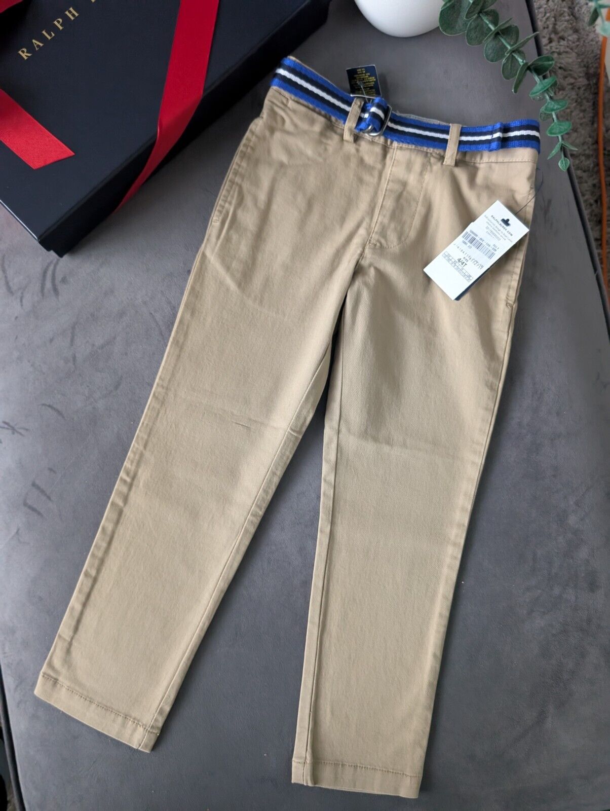 New Brown Beige Boys Polo Ralph Lauren Chino Trousers Smart Occasion + Belt 4yrs