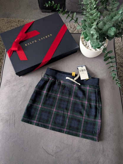 New Ralph Lauren Girls Tartan Green Skirt Plaid Cute Gift Age 5 Checked Fleece