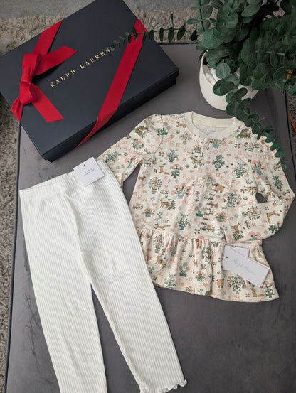 New Ralph Lauren Girls Farmhouse Top And Legging Set Floral Gift Cute 18-24m