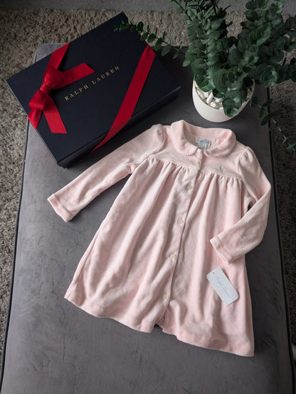 New Ralph Lauren Gorgeous Pink Scalloped Velvet Dress Baby Girl Gift 18-24m