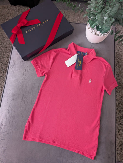 New Ralph Lauren Smart Pink Plain Polo T Shirt Age 8 Blue Casual Embroided Pony