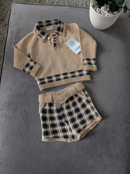 New Gorgeous Brown Black Knit Rahigo Knit Two Piece set Spanish Age 12 Months