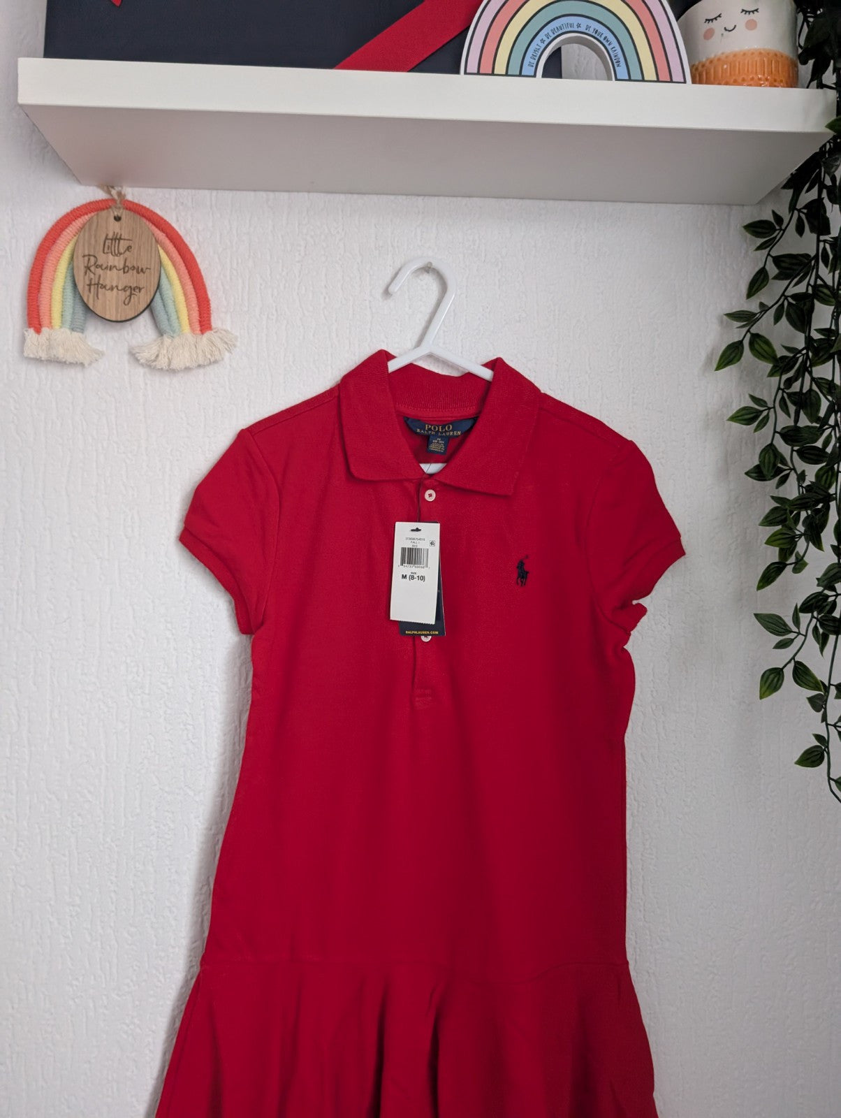 New Ralph Lauren Polo Tennis Dress Red Size Girls M 8-10 Years Gift Occasion