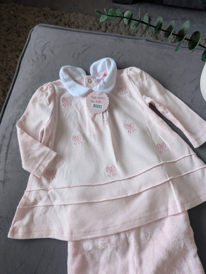 New Rock A Bye Baby Boutique Baby Girls Pink Bows Fleece Outfit Set 0-3m Gift