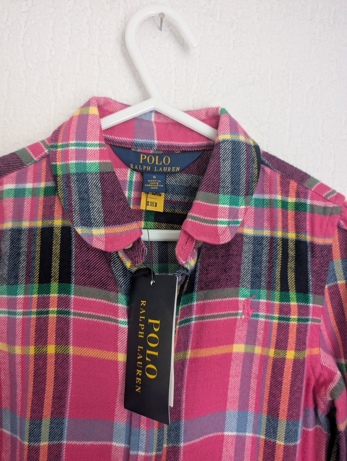 New Stunning Ralph Lauren Girls Tartan Plaid Flannel L Sleeve Dress 6 Yrs Pink