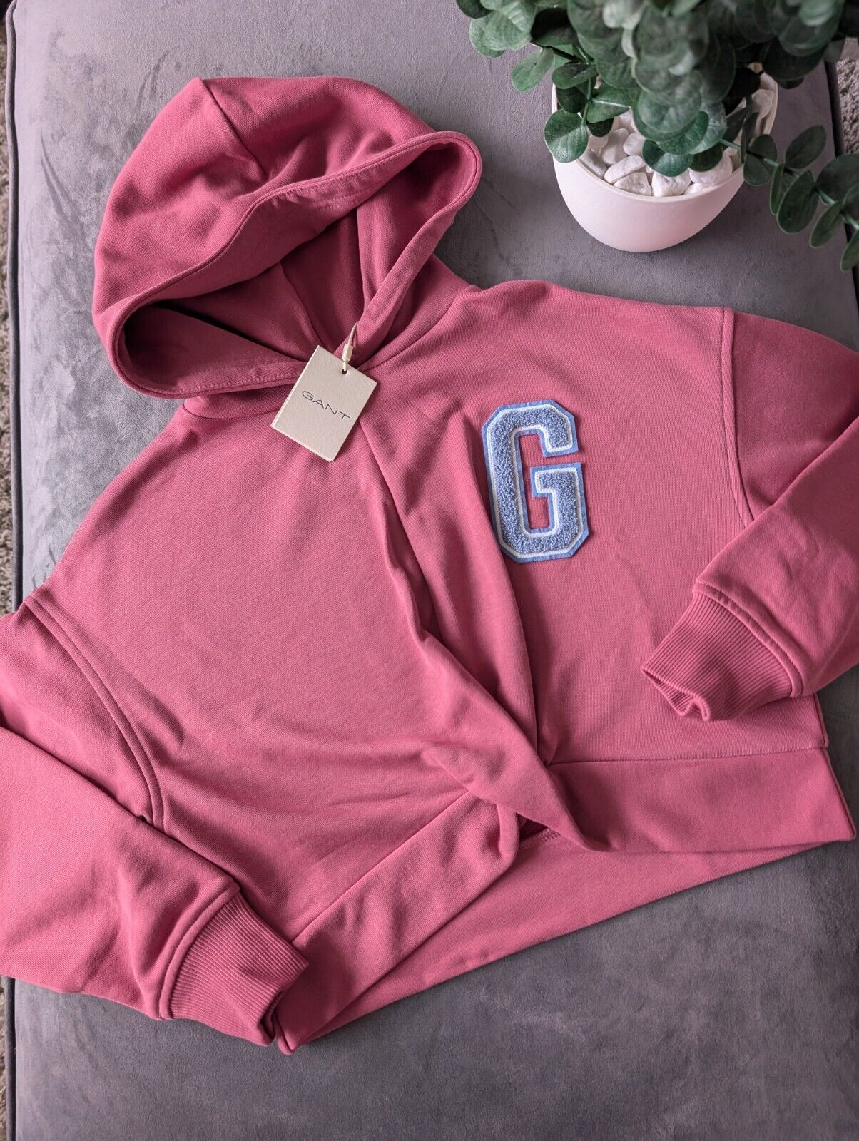 New GANT Girls knot front pink hoodie jumper pink knot g new £79  Gift 11-12