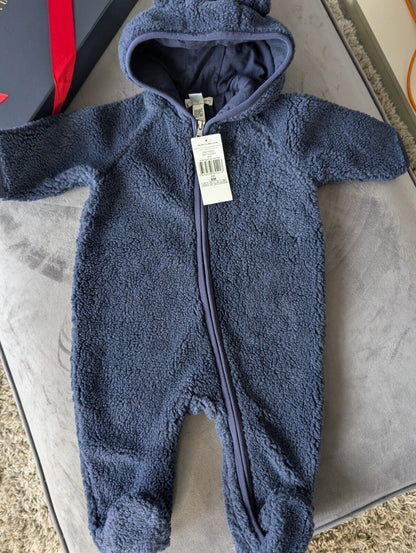 New Ralph Lauren baby boys faux shearling bear all in one snowsuit baby gift 3-6