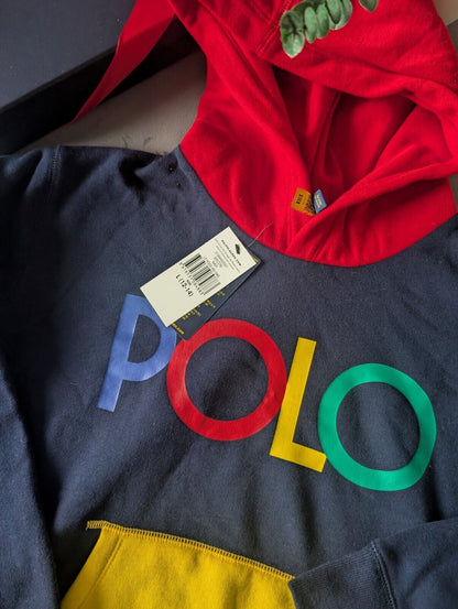 New  Ralph Lauren Boys Colour Logo Fleece Full-Zip Hoodie Smart Age 12-14 £109