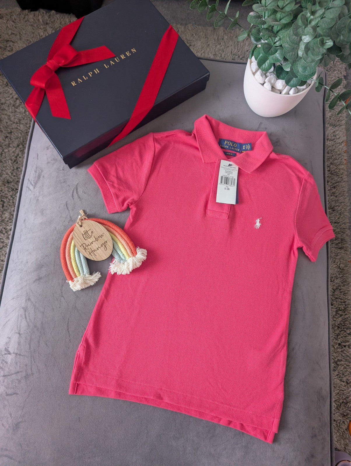 New Ralph Lauren Smart Pink Plain Polo T Shirt Age 8 Blue Casual Embroided Pony