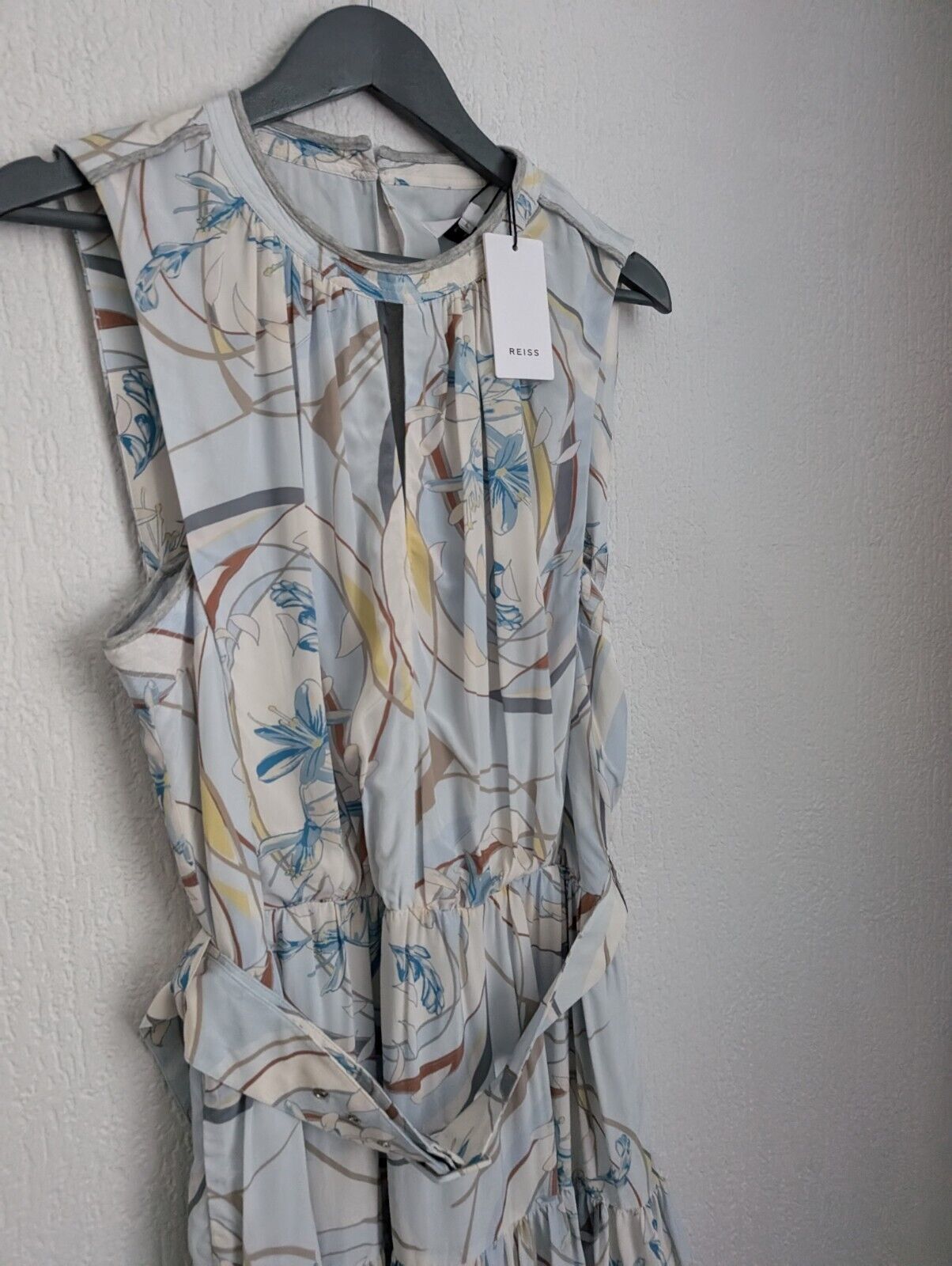 BNWT Reiss Vienna swirl print mini dress size 12 blue grey floral rrp£185 Formal