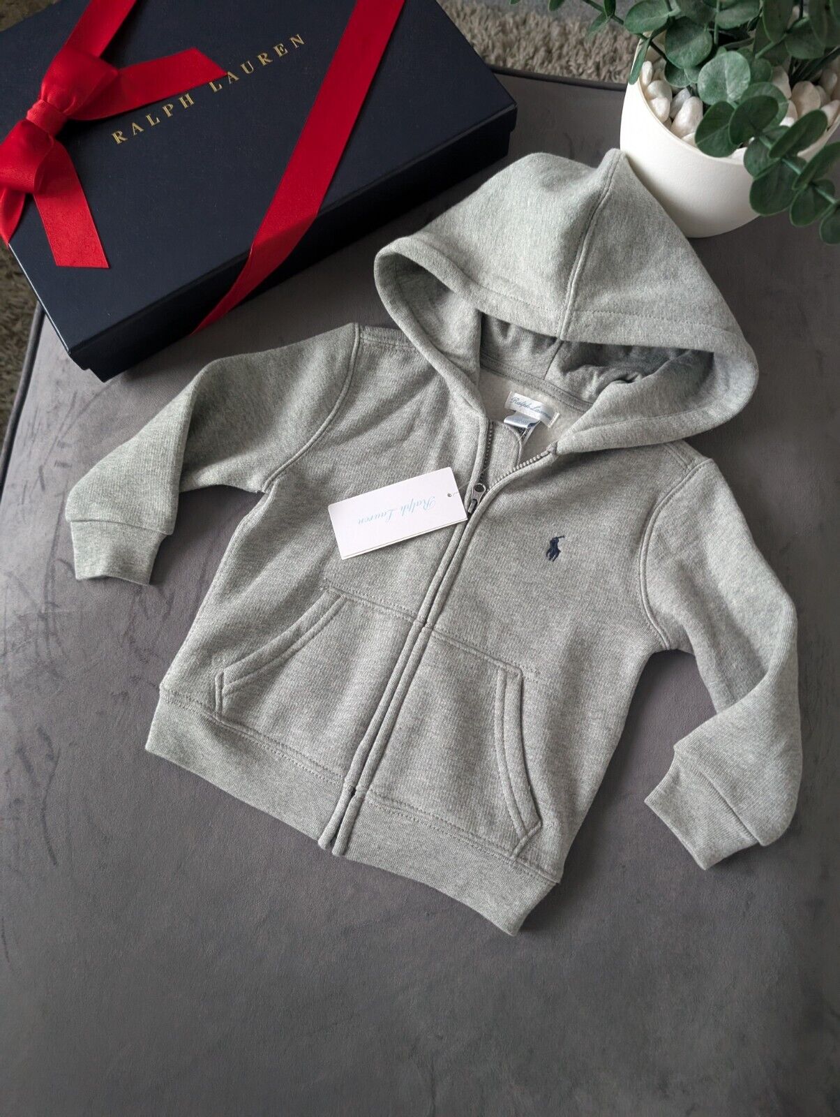 New Boys ralph lauren zip up hoodie Grey Full Zip Jacket Gift Smart 12-18m