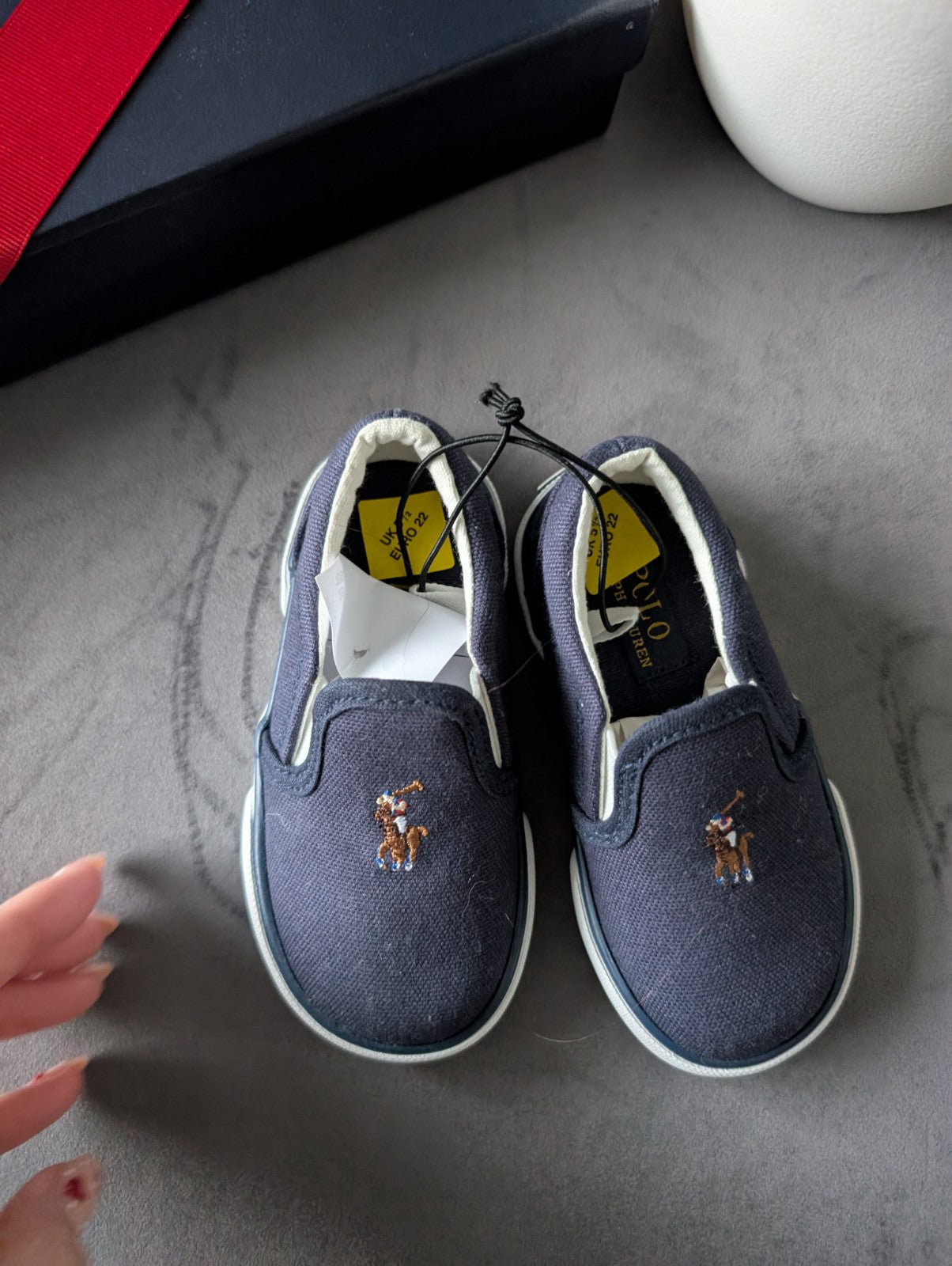 New Ralph Lauren baby boy embroidery pony pump trainer slip on shoes 5.5 UK Cute