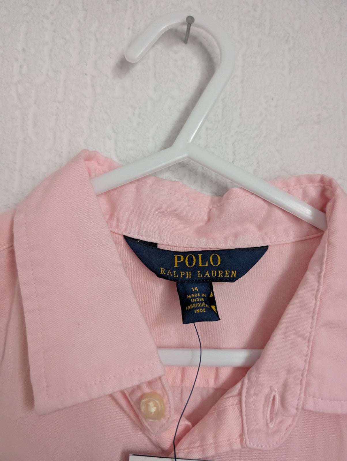 New Ralph Lauren pink plain pony Logo Smart Sleeveless Oxford Shirtdress 12yrs