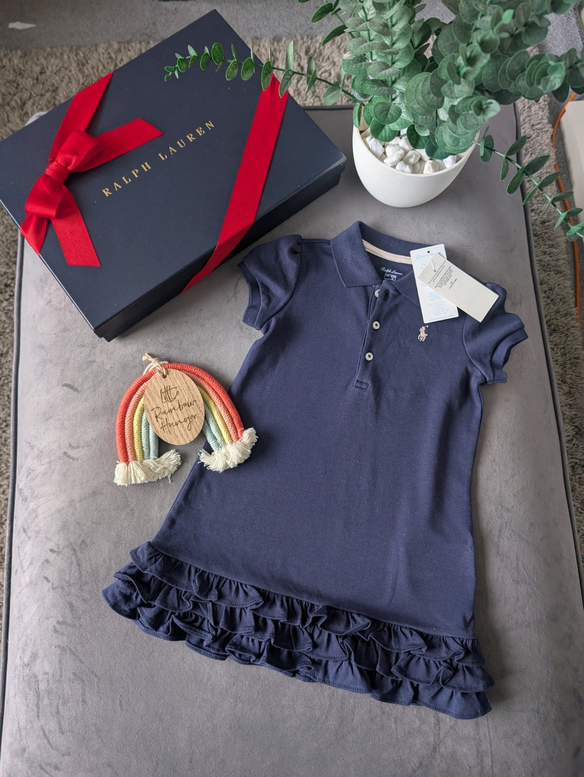 New Ralph Lauren Girls Navy Frill Polo Cupcake Cute Dress Gift 18-24m Gift