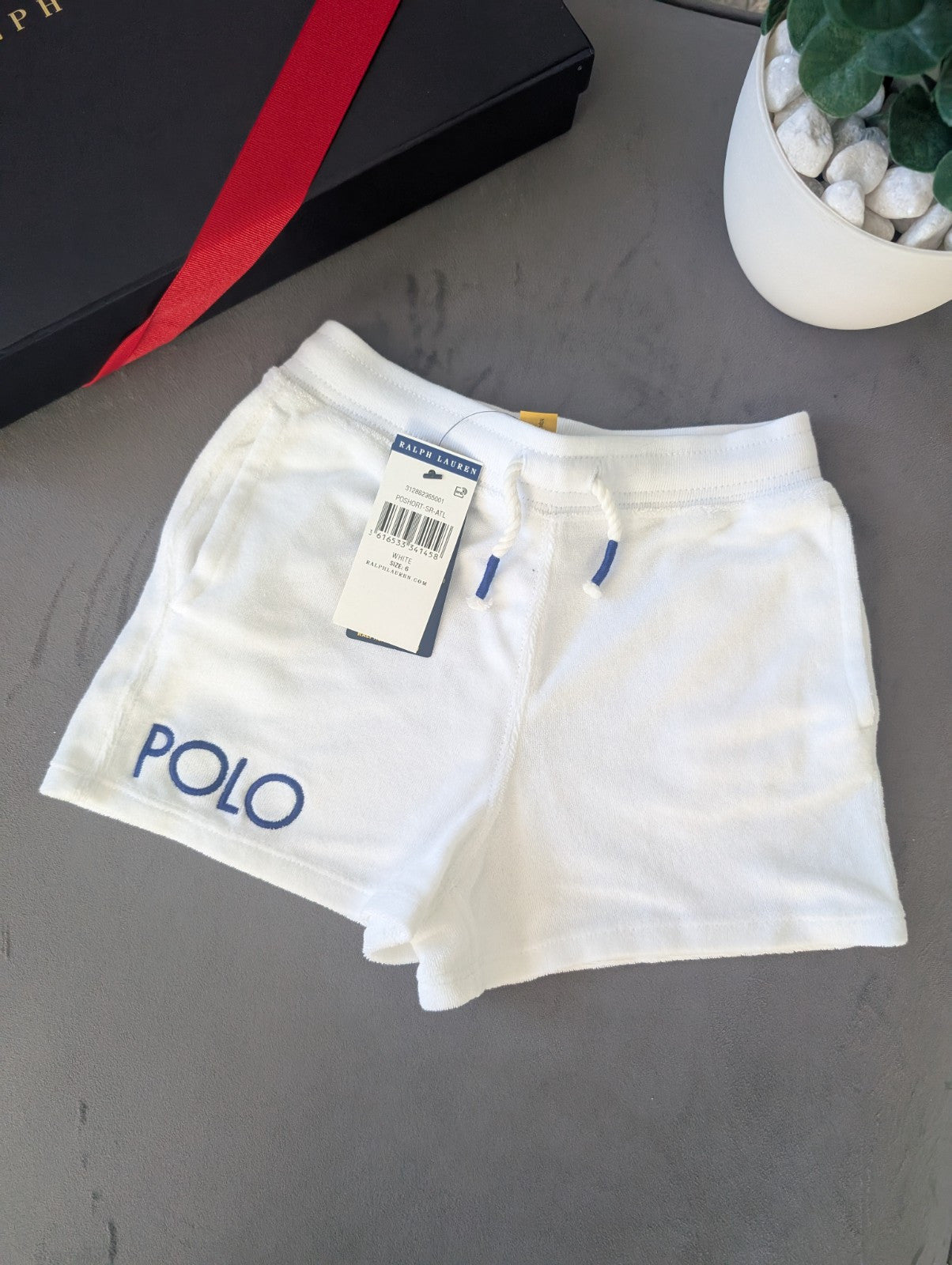 New Ralph Lauren Girls Shorts Gift Summer Age 6 White Terry Beach Summer