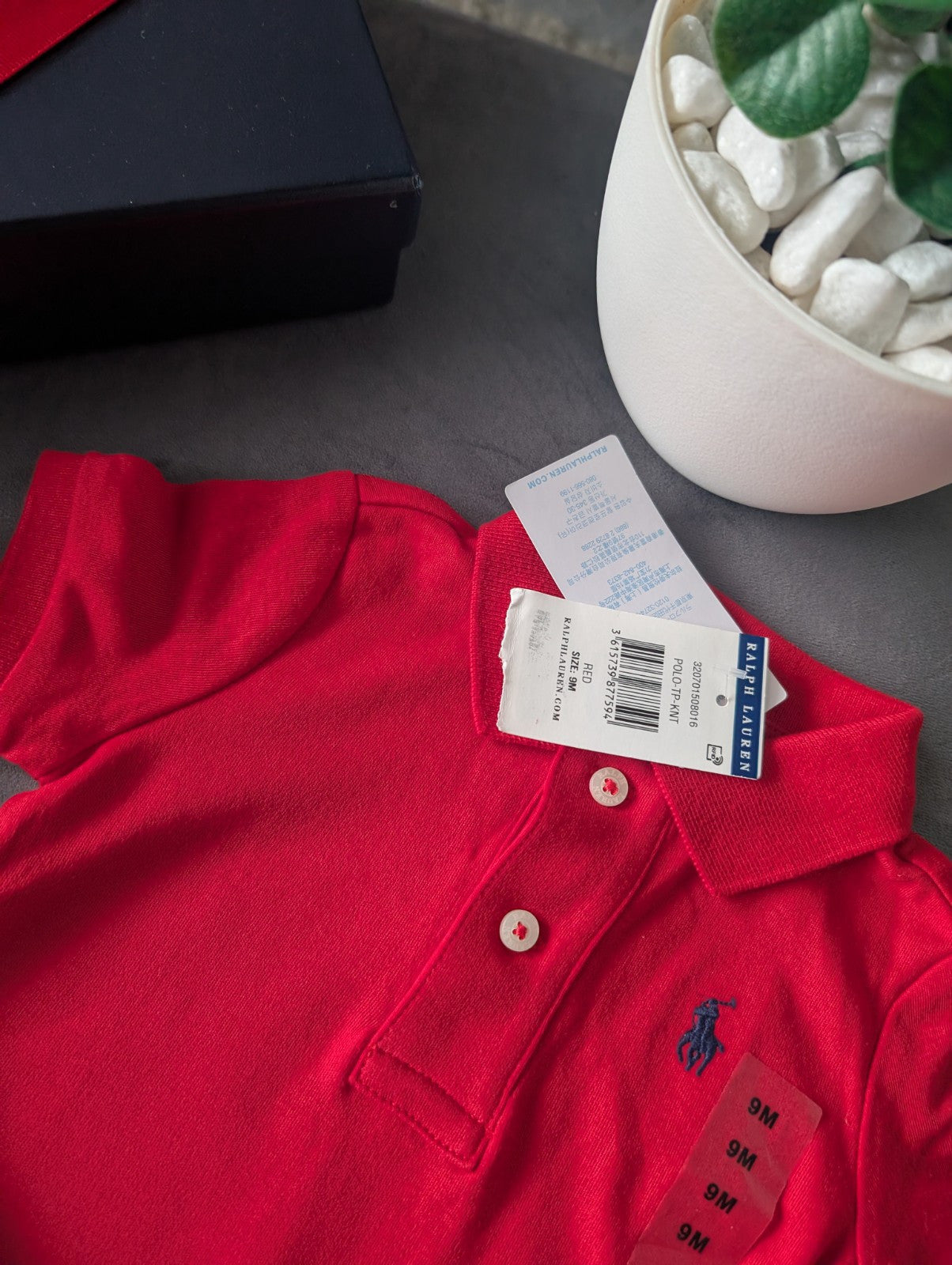 New adorable Ralph Lauren boys Polo Shirt Red  + Chino Trousers Age 6-9m Gift