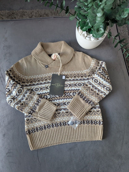 New Stunning Rorie Whelan Beige Brown Aztec Knit Jumper 2-3y Gift Kids Fair Isle