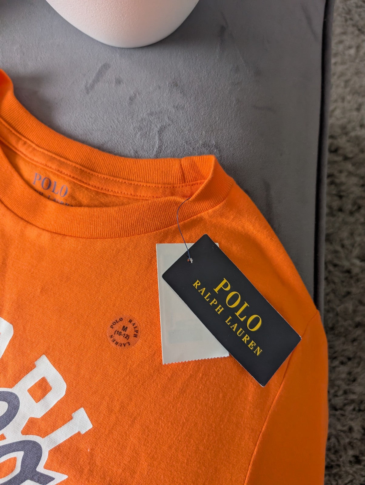 New Ralph Lauren Boys orange Smart Pony Logo Ralph T Shirt Long Sleeve 10-12yrs