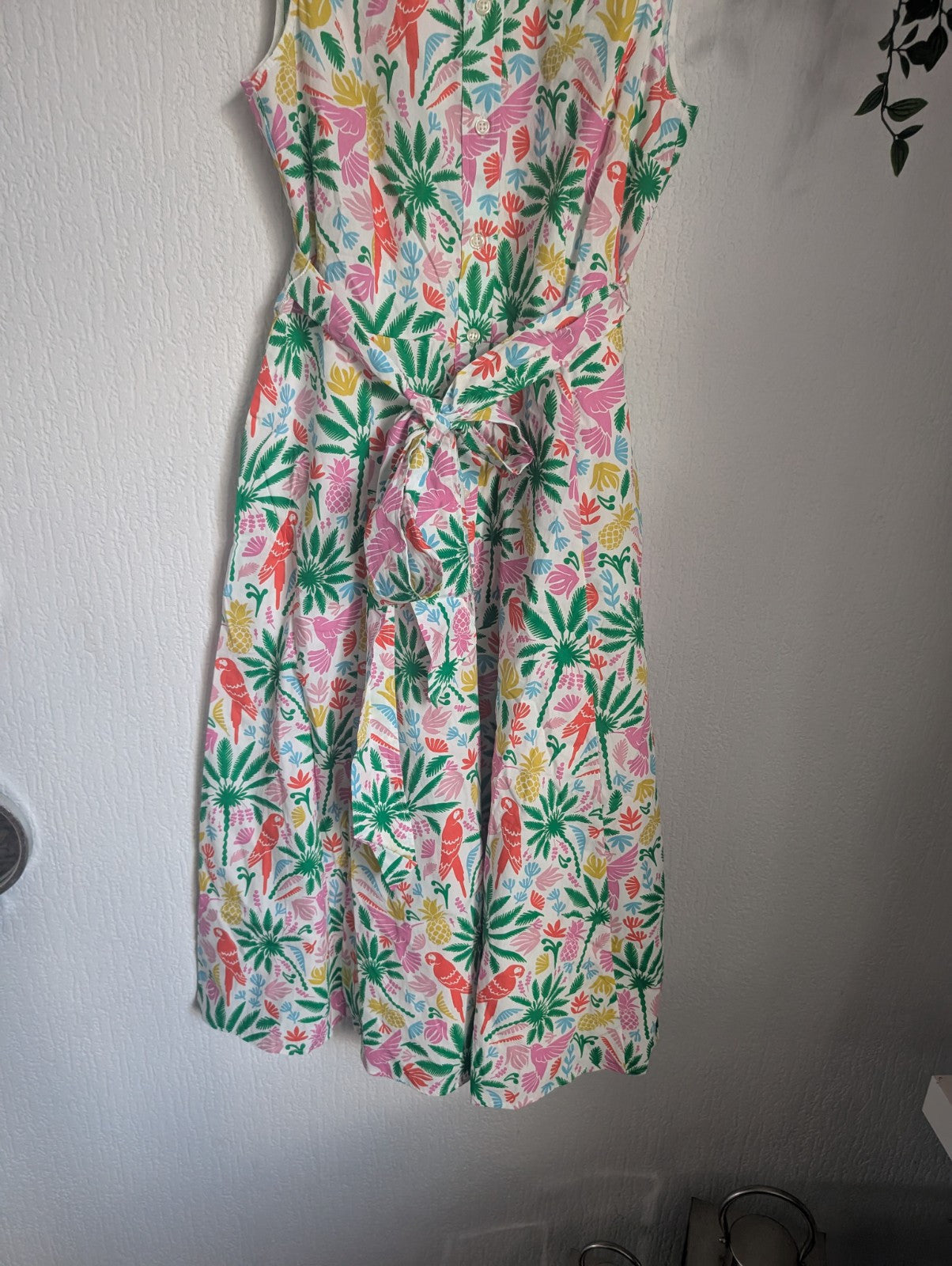 Worn Once BODEN AMY SLEEVELESS SHIRT DRESS IN TROPICAL PARADISE SIZE UK 10R