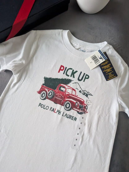 New Ralph Lauren Boys Christmas Tree's Truck T Shirt Smart Ivory 6yrs Gift Ralph