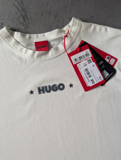 New Hugo Women’s T Shirt Damacia Size S Off White Ivory Casual Designer Gift