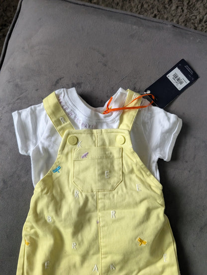 New Ted Baker Baby Boy Occasion Dungaree All In One Yellow Smart Romper Newborn