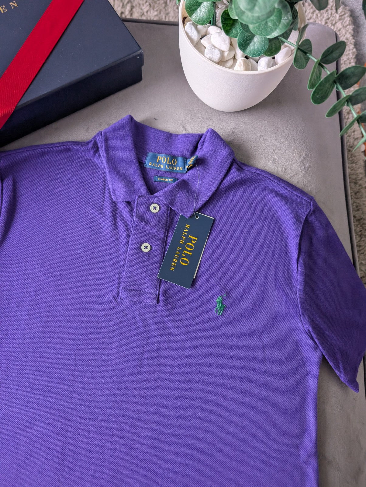 New Ralph Lauren Plain Smart Purple  Short Sleeve Polo Gift Occasion 10y Boys