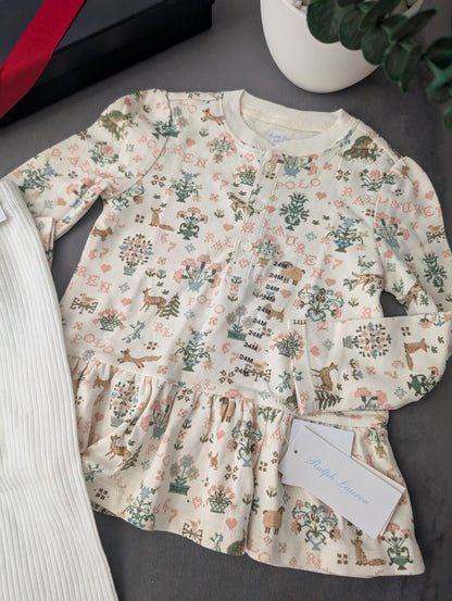 New Ralph Lauren Girls Farmhouse Top And Legging Set Floral Gift Cute 18-24m