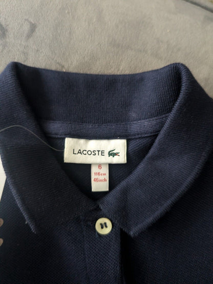 New Lacoste Girls Pique Polo Dress Navy Blue Tennis Dress Smart occasion Gift £70 6Y