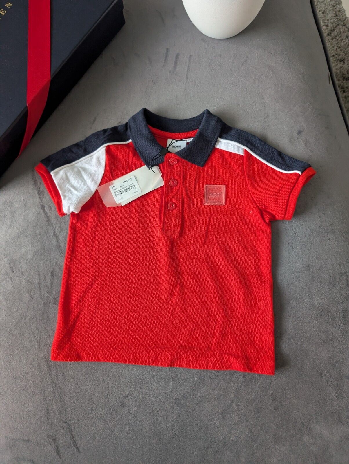 New Hugo boss boys Short Sleeve polo shirt top t shirt gift Red stripe 12m £59