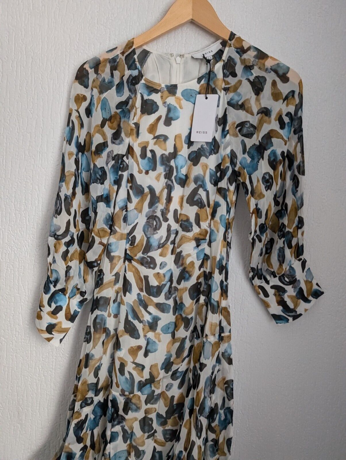 New Stunning Reiss Molly Ink Printed Mini Fit And Flare Dress UK 8 £195 Occasion