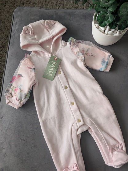 New Ted Baker Baby Girl Frill Floral Knit Pramsuit Babygrow Spring Newborn Gift