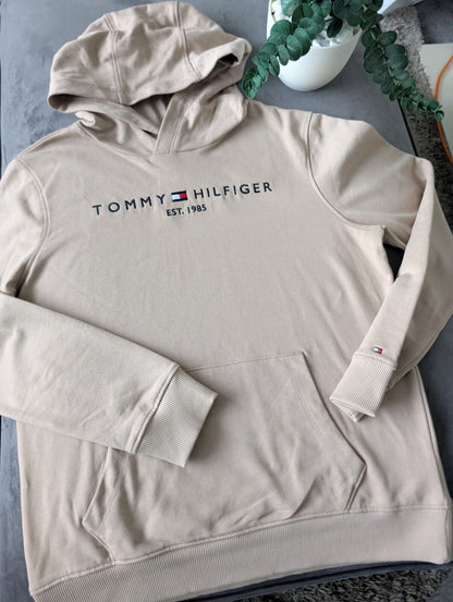 Worn Once Boys Tommy Hilfiger Sand Beige Smart Hoodie Age 16 Smart Embroidery