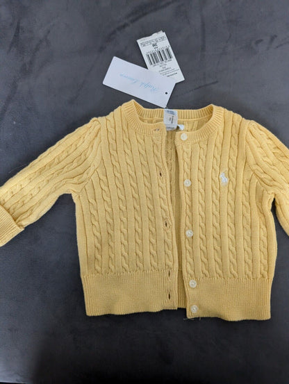 New Ralph Lauren Girls Knitted Cardigan 3months  Gift Smart Buttoned Yellow