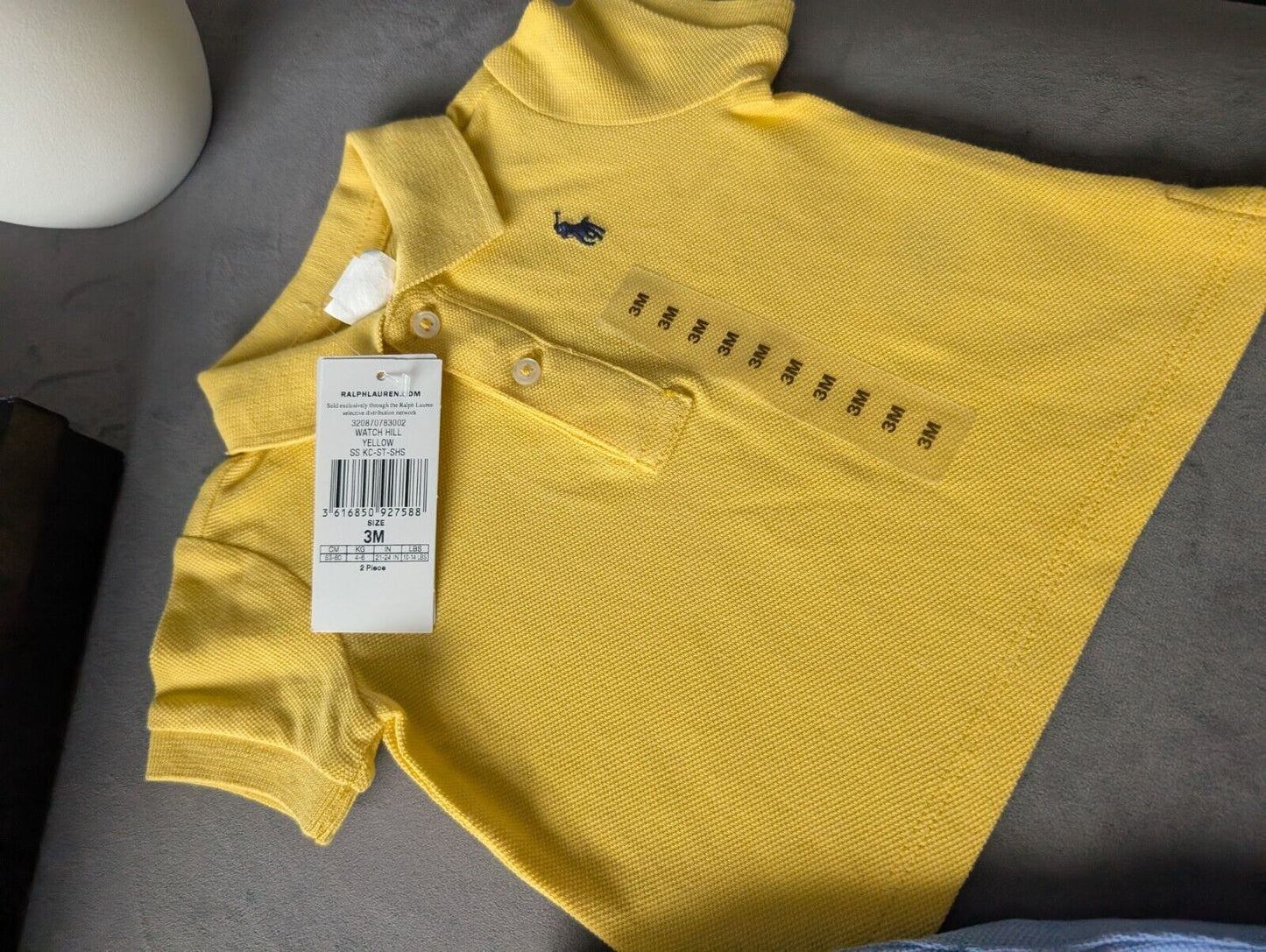 New polo Ralph Lauren baby Polo Shirt Yellow + Pony Embroidery Shorts 3m gift